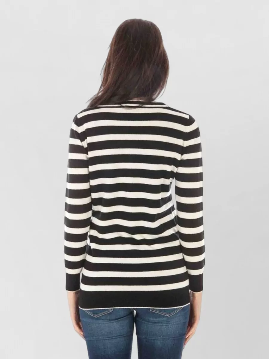 Fred Perry Wool Cashmere V-Neck Striped Sweater