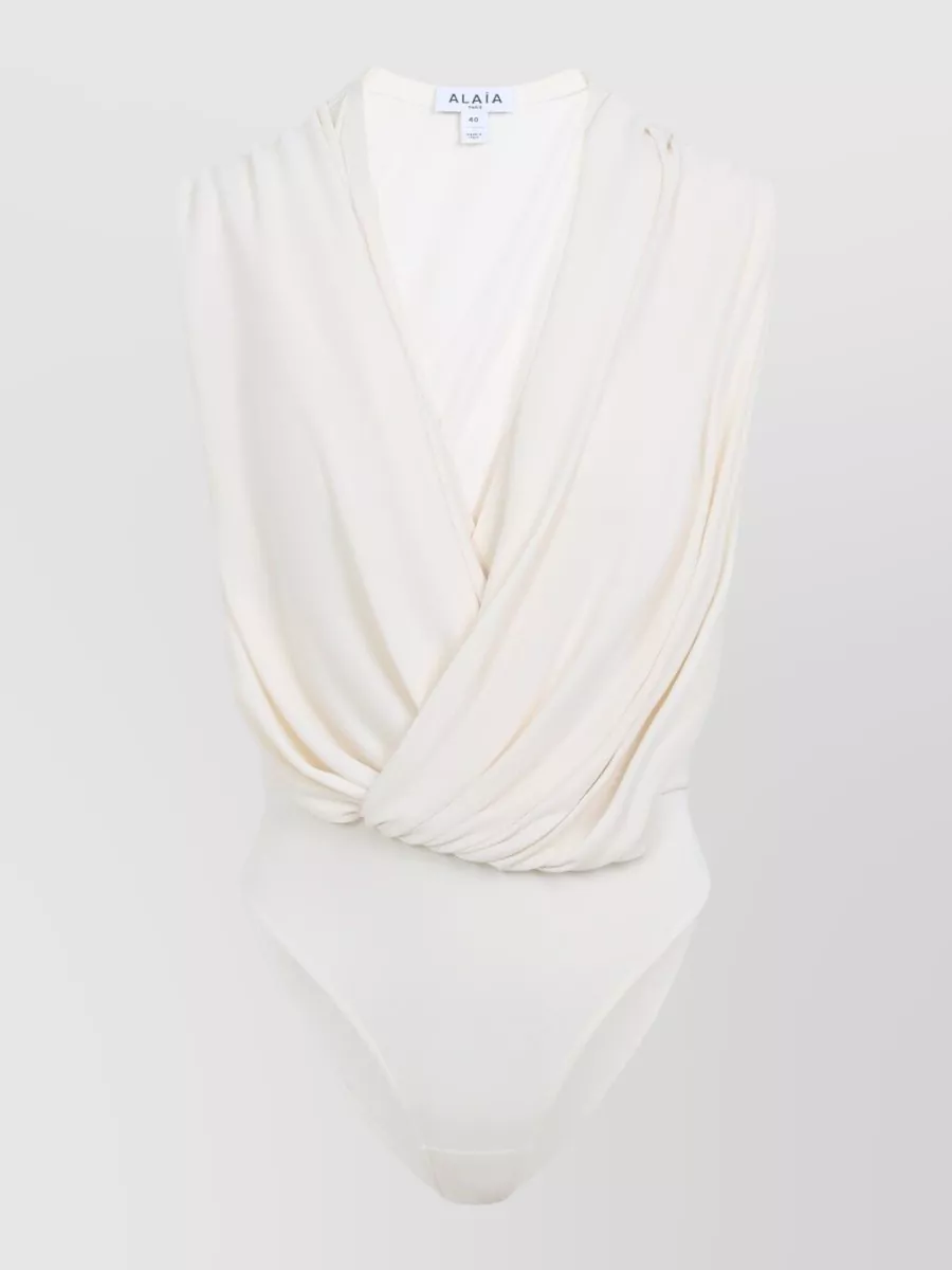 Alaïa Hooded Lingerie Bodysuit Draped Design Sleeveless