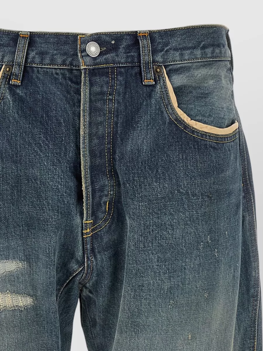 Undercover Embroidered Destroyed-Effect Denim Jeans