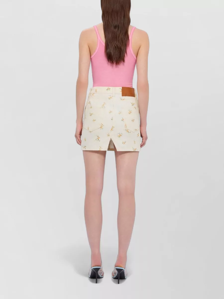 Msgm Floral-Print Cotton Fitted Skirt