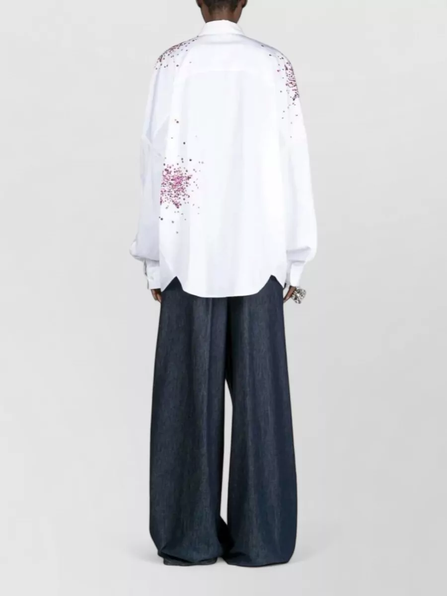 Dries Van Noten Embroidered Oversized Cotton Shirt