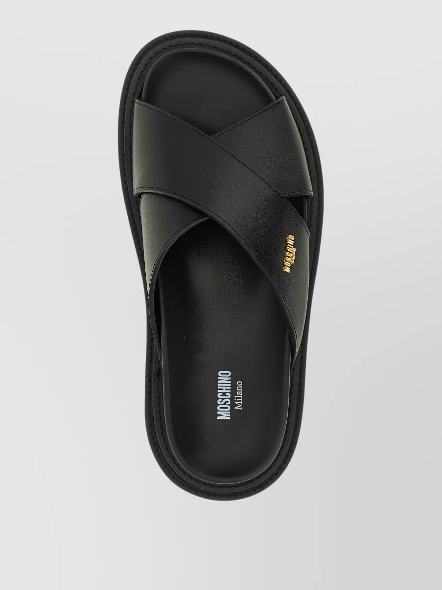 Moschino Leather Logo-Plaque Sandals