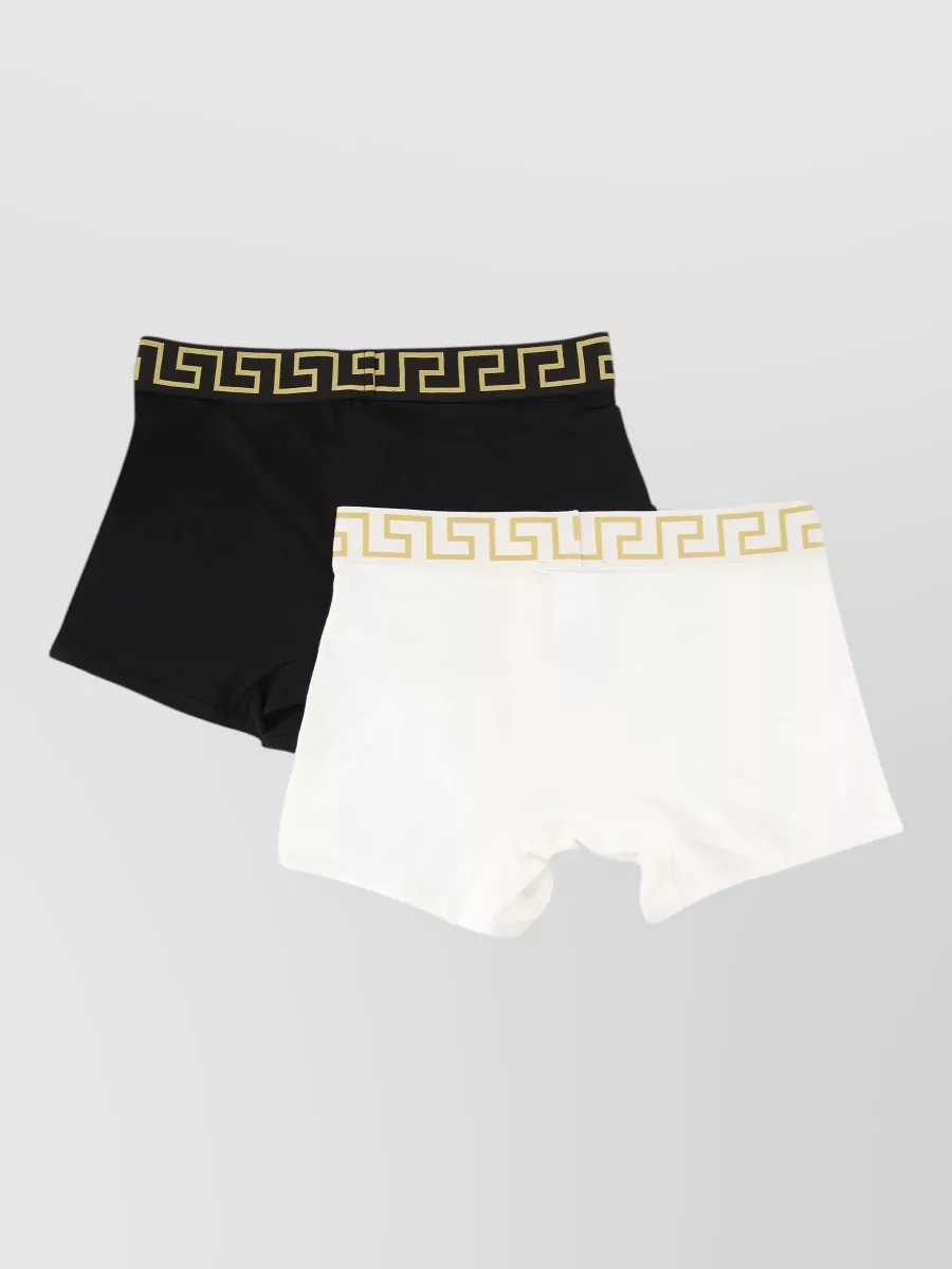 Versace Boxer Briefs Contrast Waistband Elastic Two Pack
