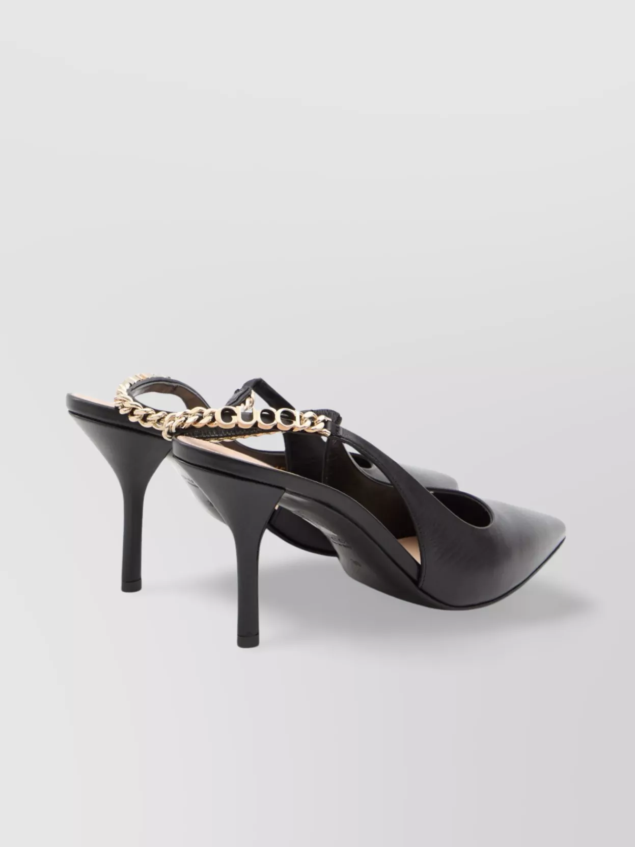 Gucci Chain Detail Leather Pumps Stiletto Heel