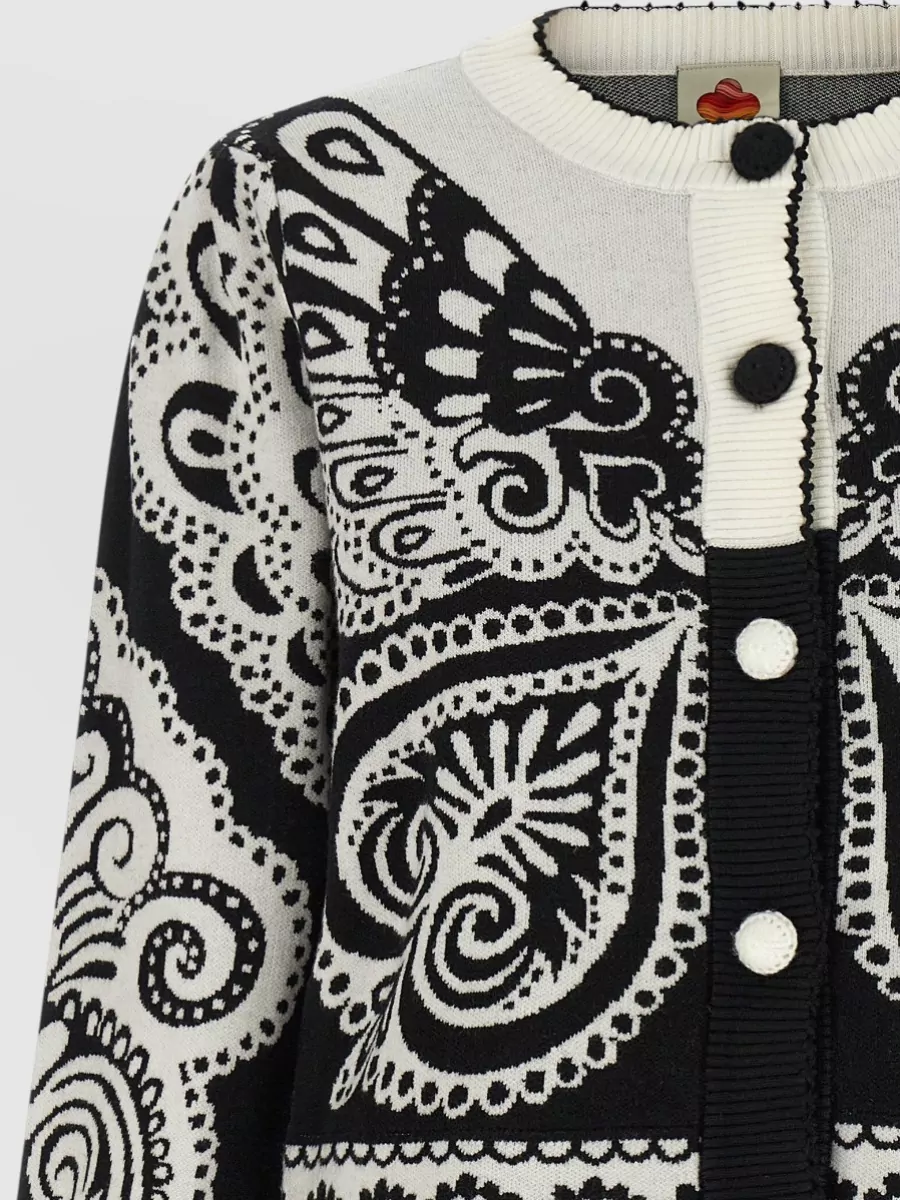 Farm Rio Jacquard Cropped Cardigan
