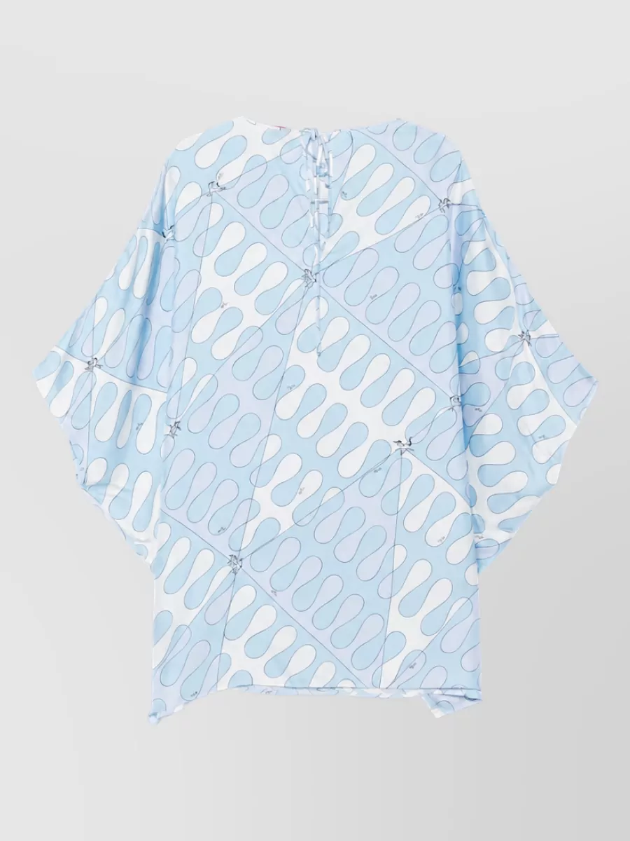 Pucci silk printed boat neck batwing kaftan