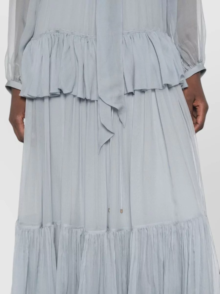 Chloé Silk Long-Sleeve Pussy-Bow Maxi Dress