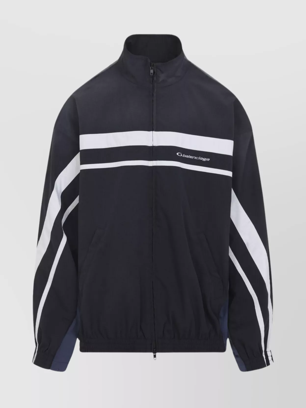 Balenciaga Color Block Design Jacket With Elastic Cuffs In Black