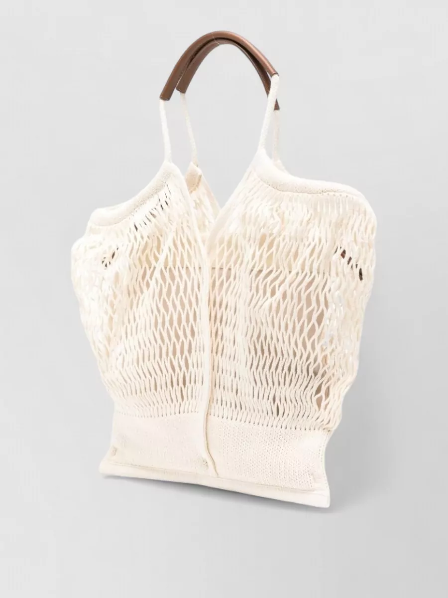 Hereu Calella Silk Mesh Tote Bag Wooden Handles
