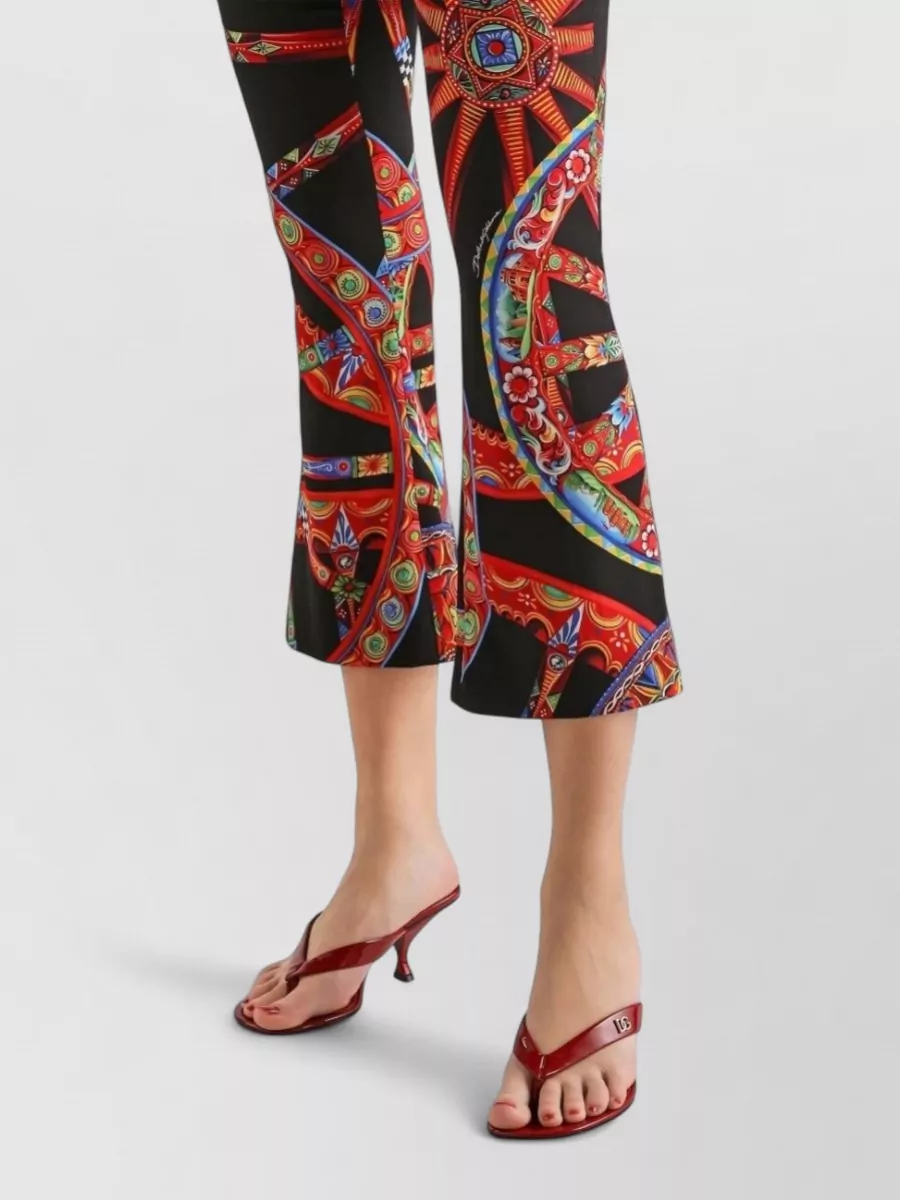 Dolce&Gabbana Silk Carretto Print Flared Trousers