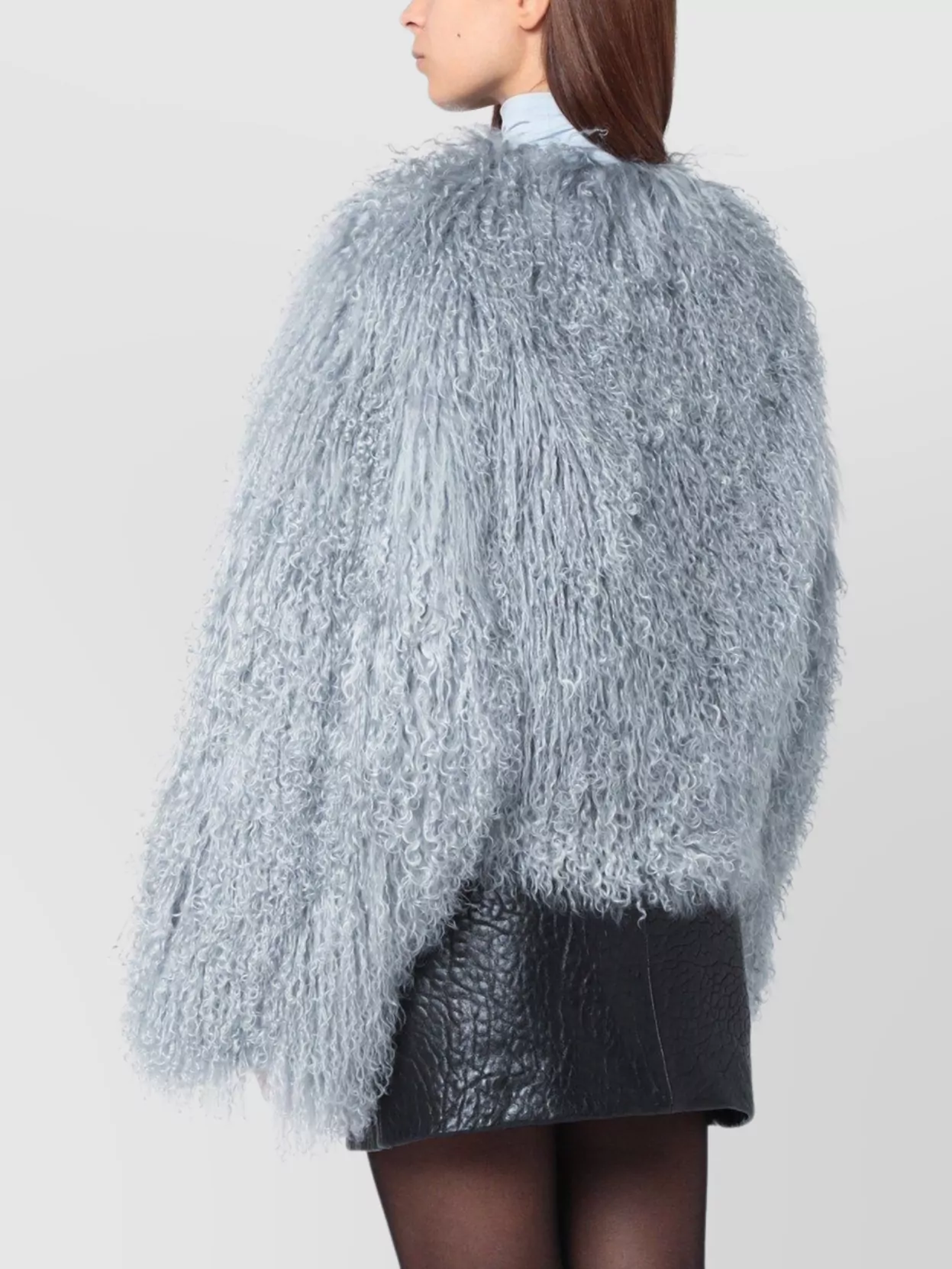 Halfboy Oversized Faux Fur Coat With Long Sleeves In Blue