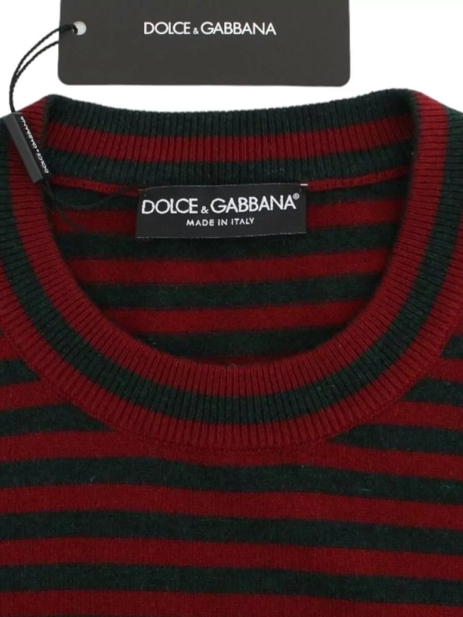 Dolce&Gabbana Striped Cashmere Short-Sleeve Crewneck Sweater