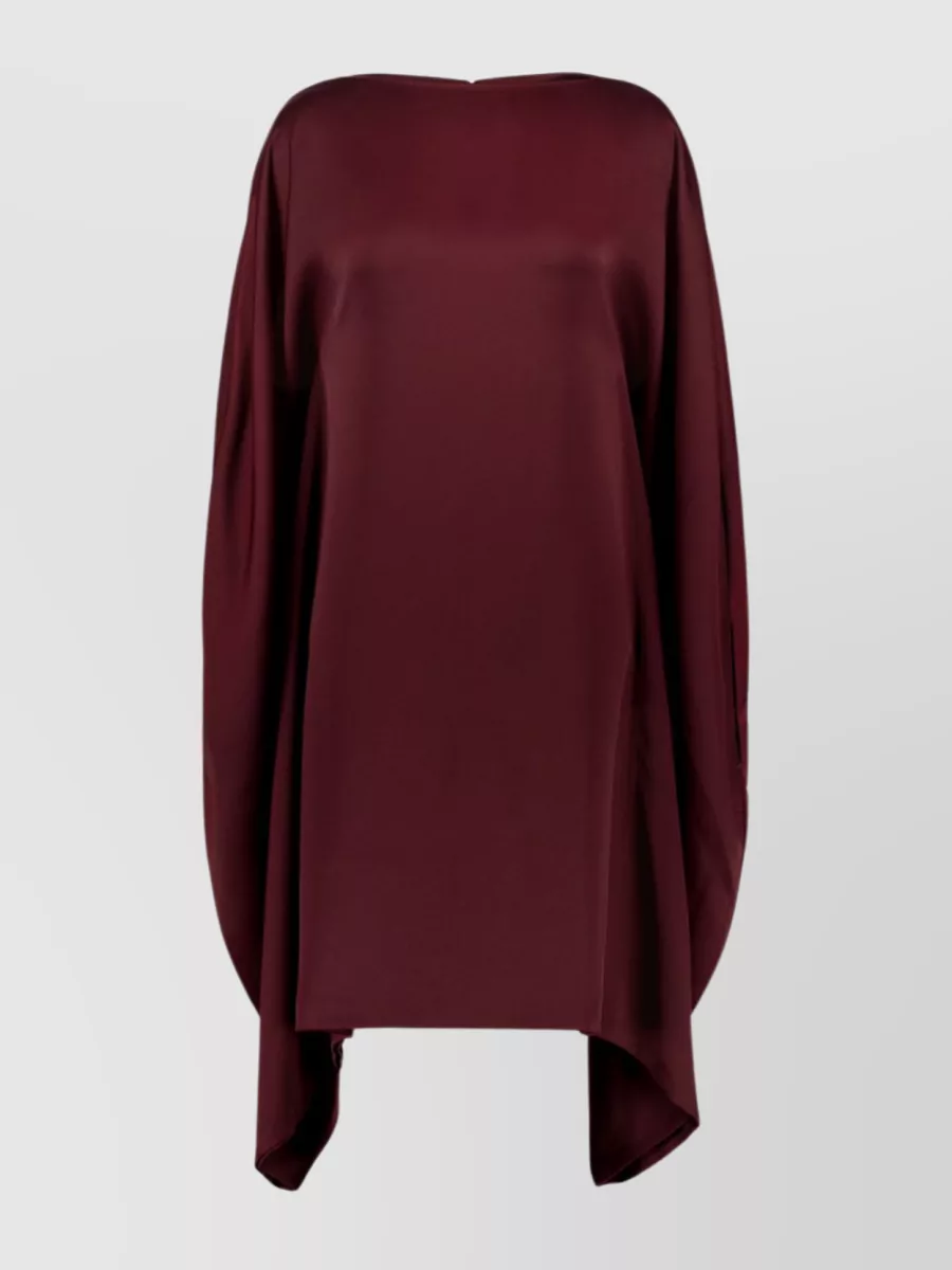 Atlein Satin Cape-sleeve Midi Dress In Burgundy