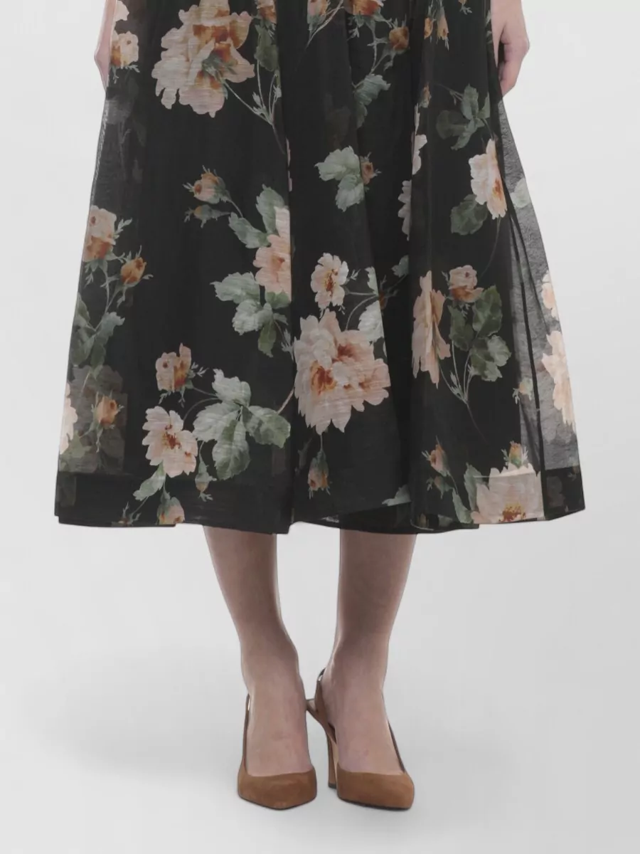 Zimmermann Linen And Silk Floral-Print Corset Midi Dress