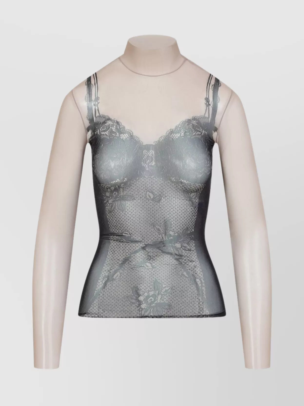 Shop Balenciaga Trompe Oeil Lingerie Mesh Top