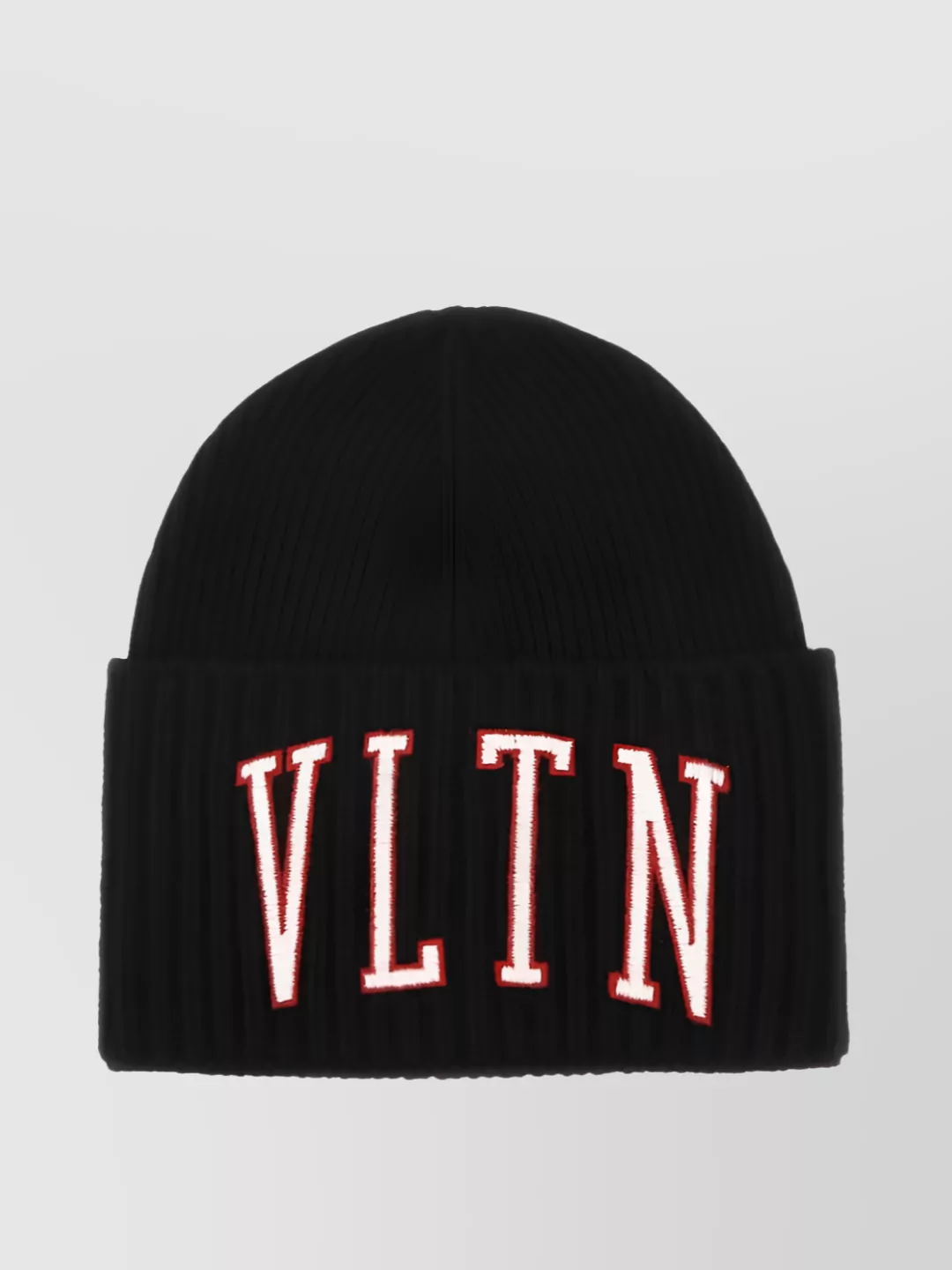 Shop Valentino Knit Ribbed Brim Hat In Black
