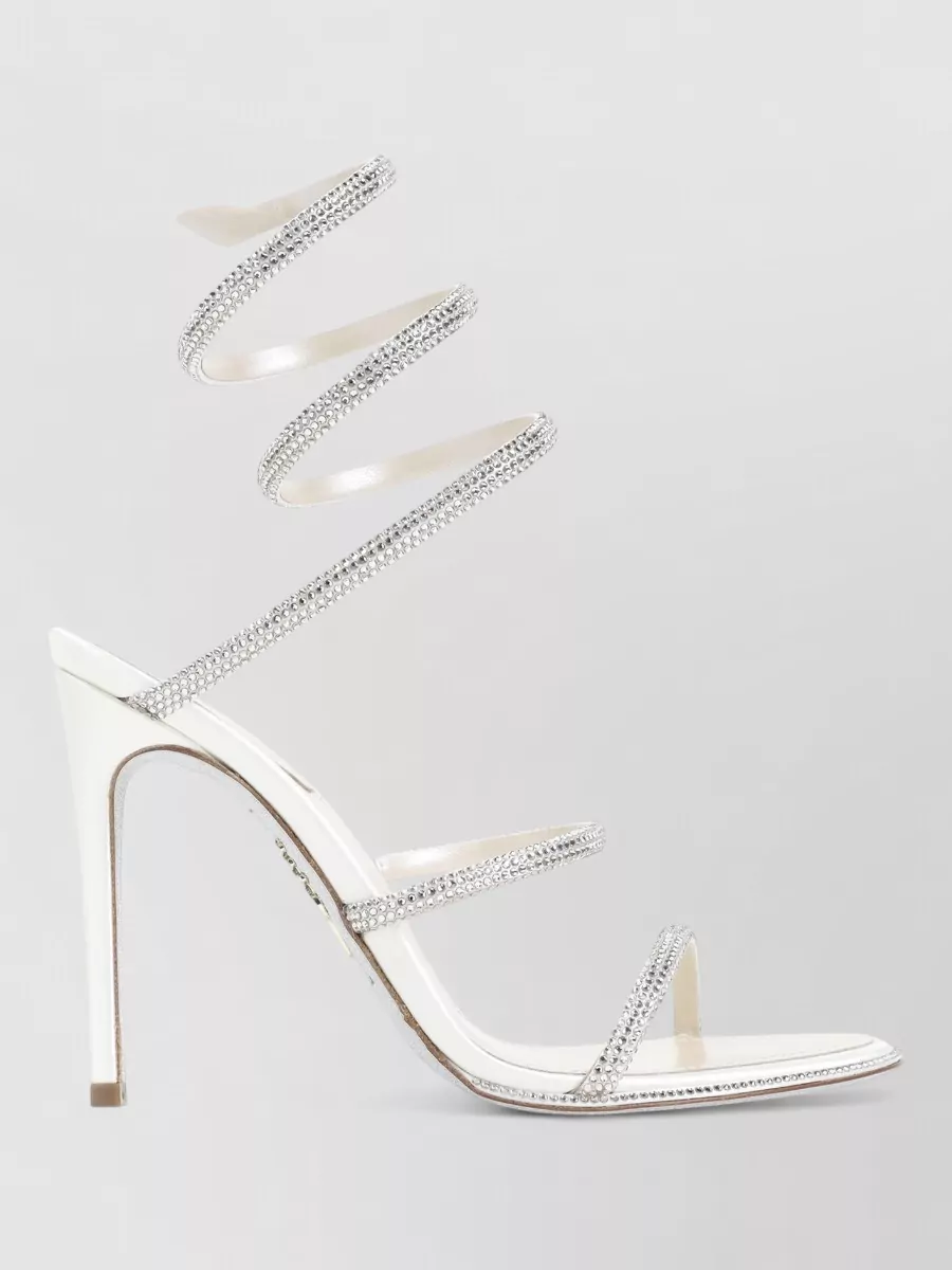 Rene Caovilla Silk Crystal-Embellished Spiral-Strap Sandals