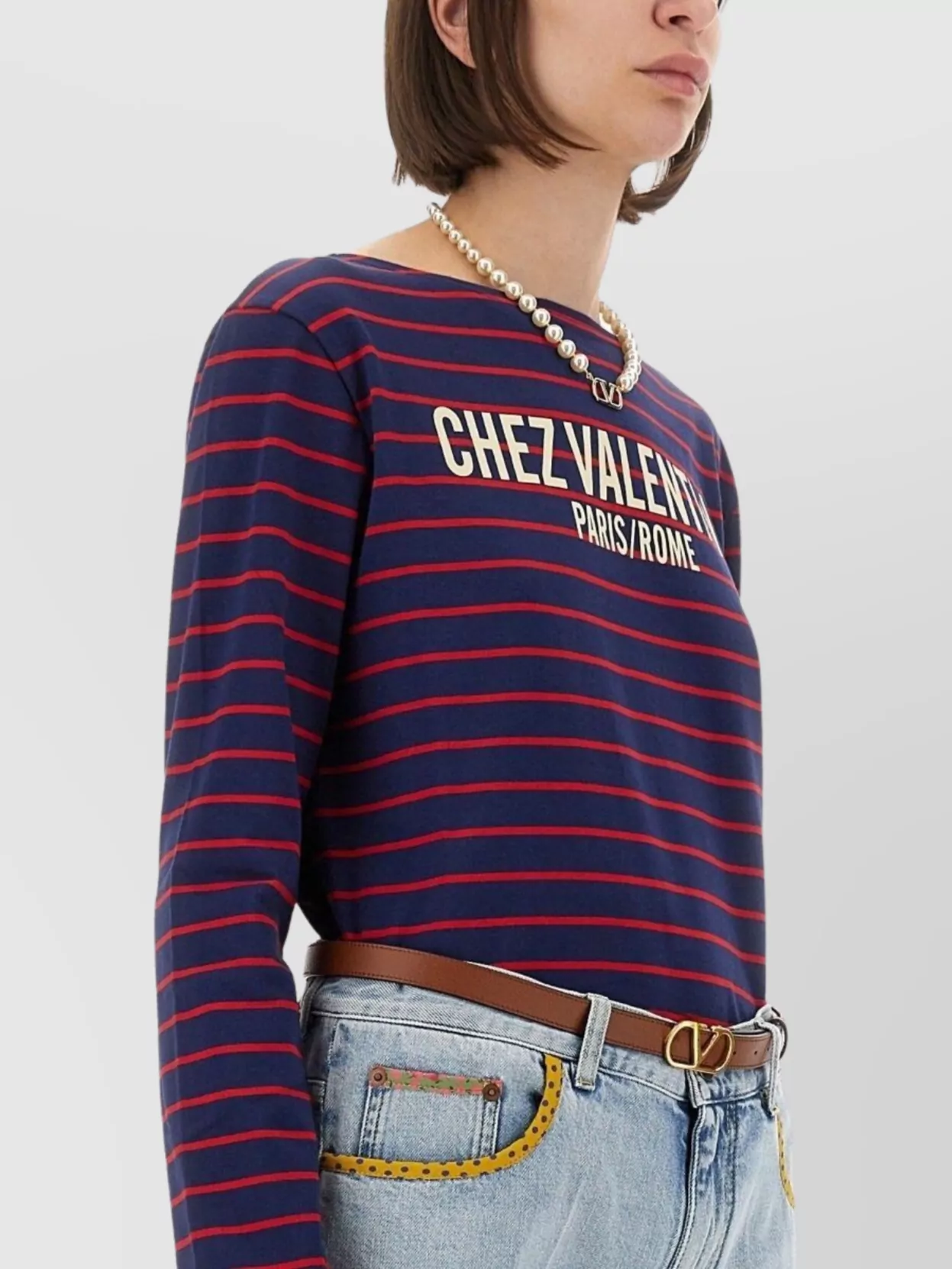 Valentino Striped Cotton Jersey Top