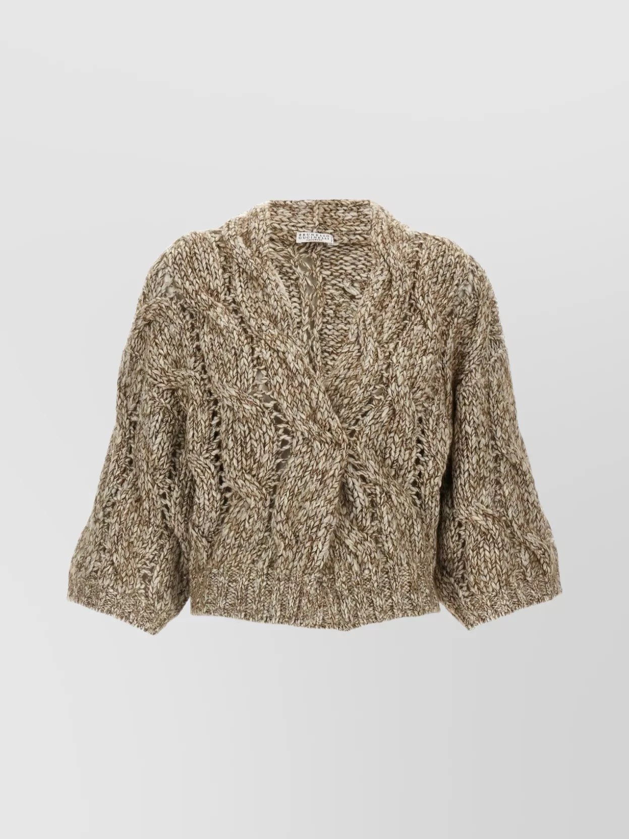 Brunello Cucinelli Cashmere Wool Cable-Knit V-Neck Cardigan