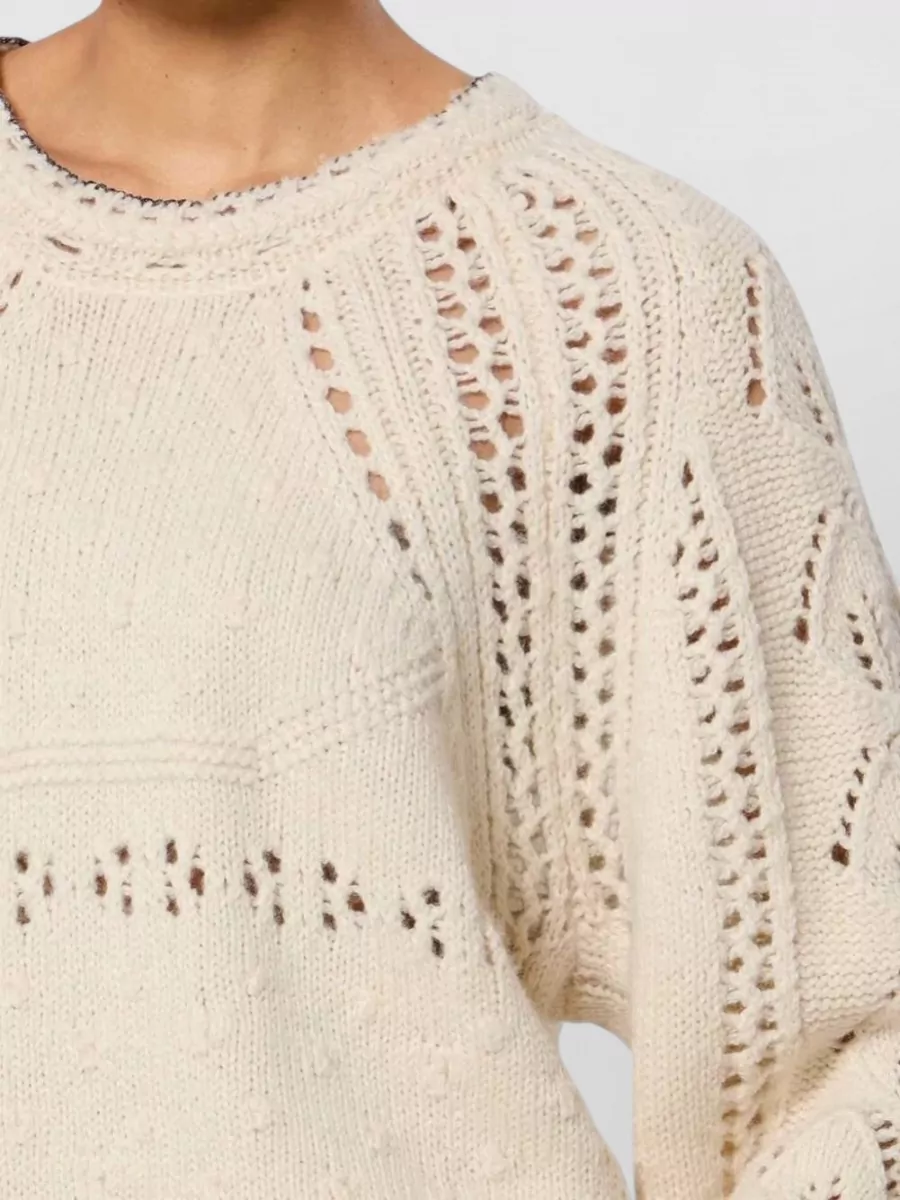 Isabel Marant Etoile Wool Cotton Openwork Textured Knit Sweater