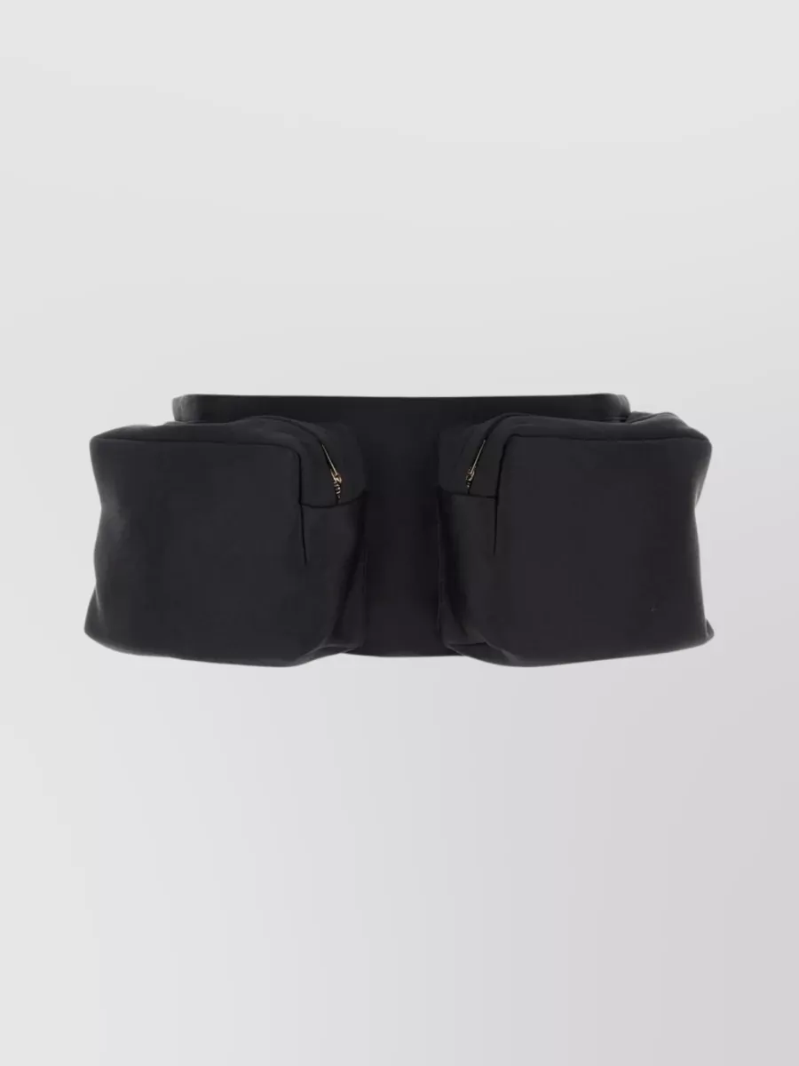 Shop Miu Miu Radzmire Belted Skirt With Maxi Zip Pockets In Black