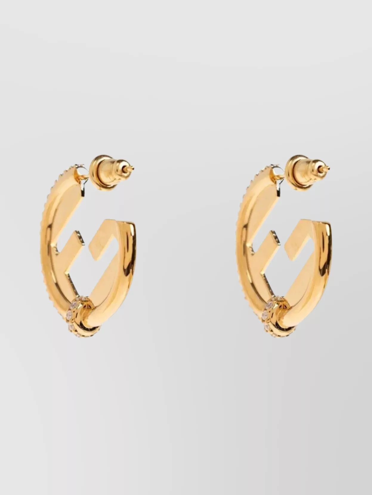 Fendi Small Hoop Earrings Crystal Accents
