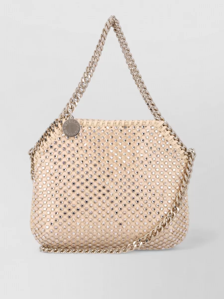 Stella Mccartney Falabella Mini Crystal-Embellished Woven Shoulder Bag