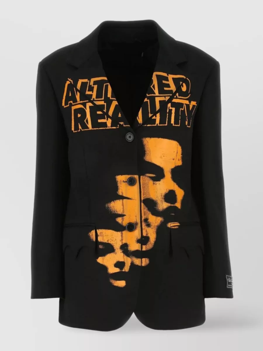 Shop Raf Simons Altered Reality Polyester Oversize Blazer In Black