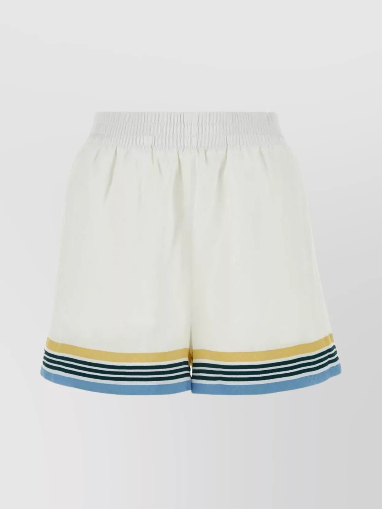 Shop Casablanca Striped Silk Waistband Shorts
