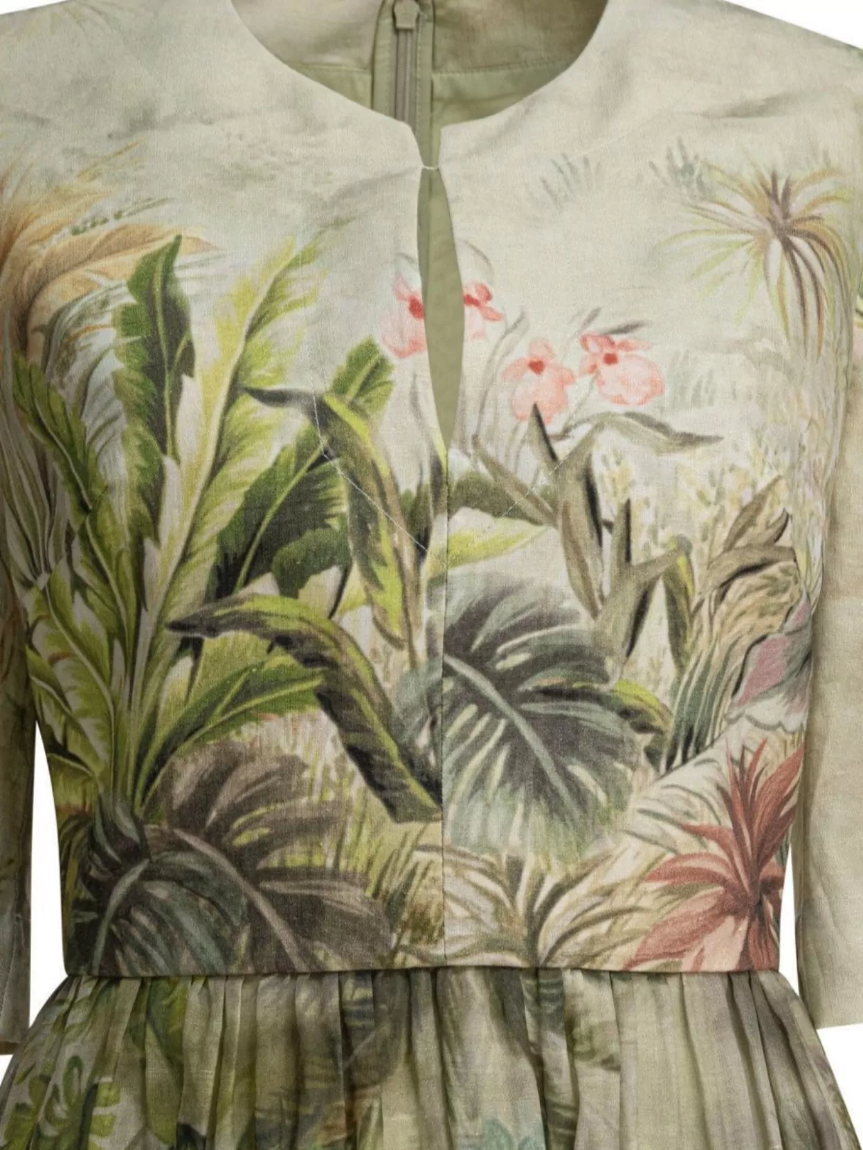 Elie Saab Printed Linen And Silk Midi Dress Oasis Ii38 Linen