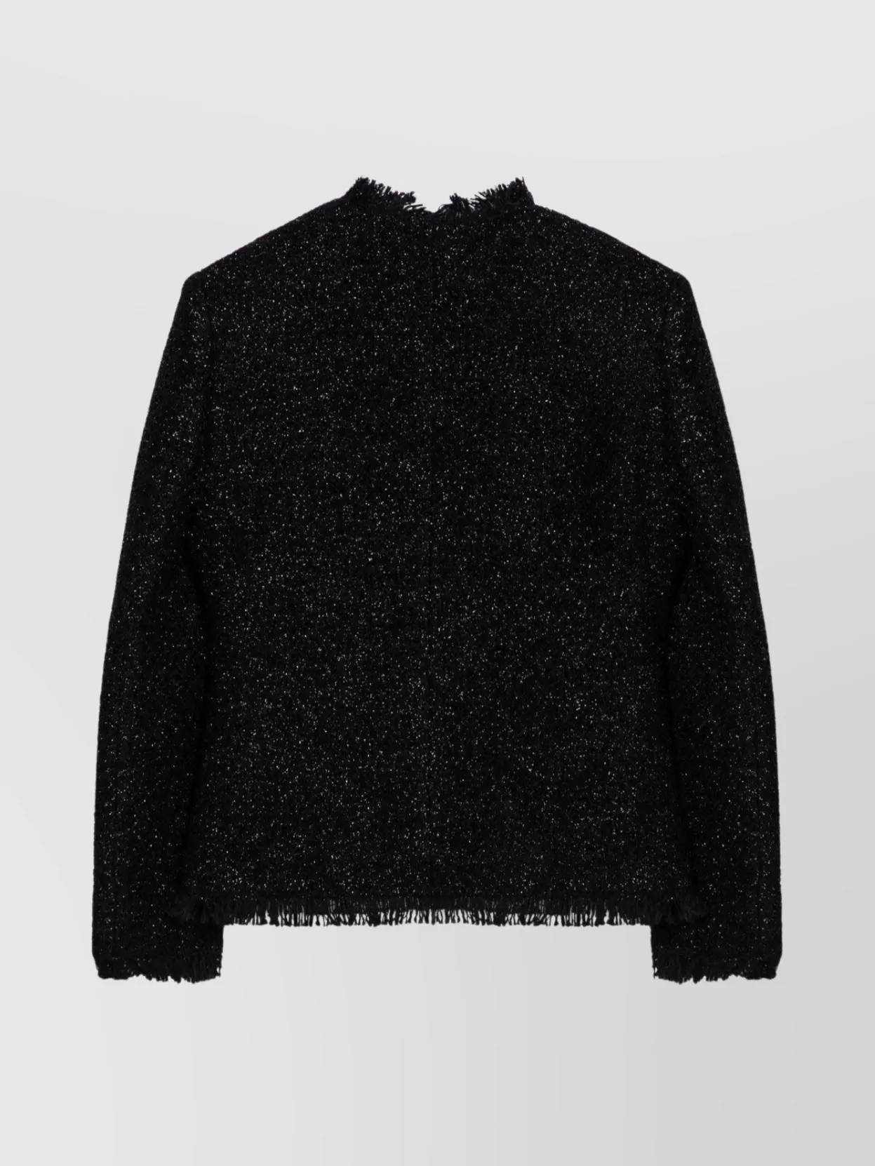 Givenchy Tweed And Lurex Jacket With Fringe Detailing In Black