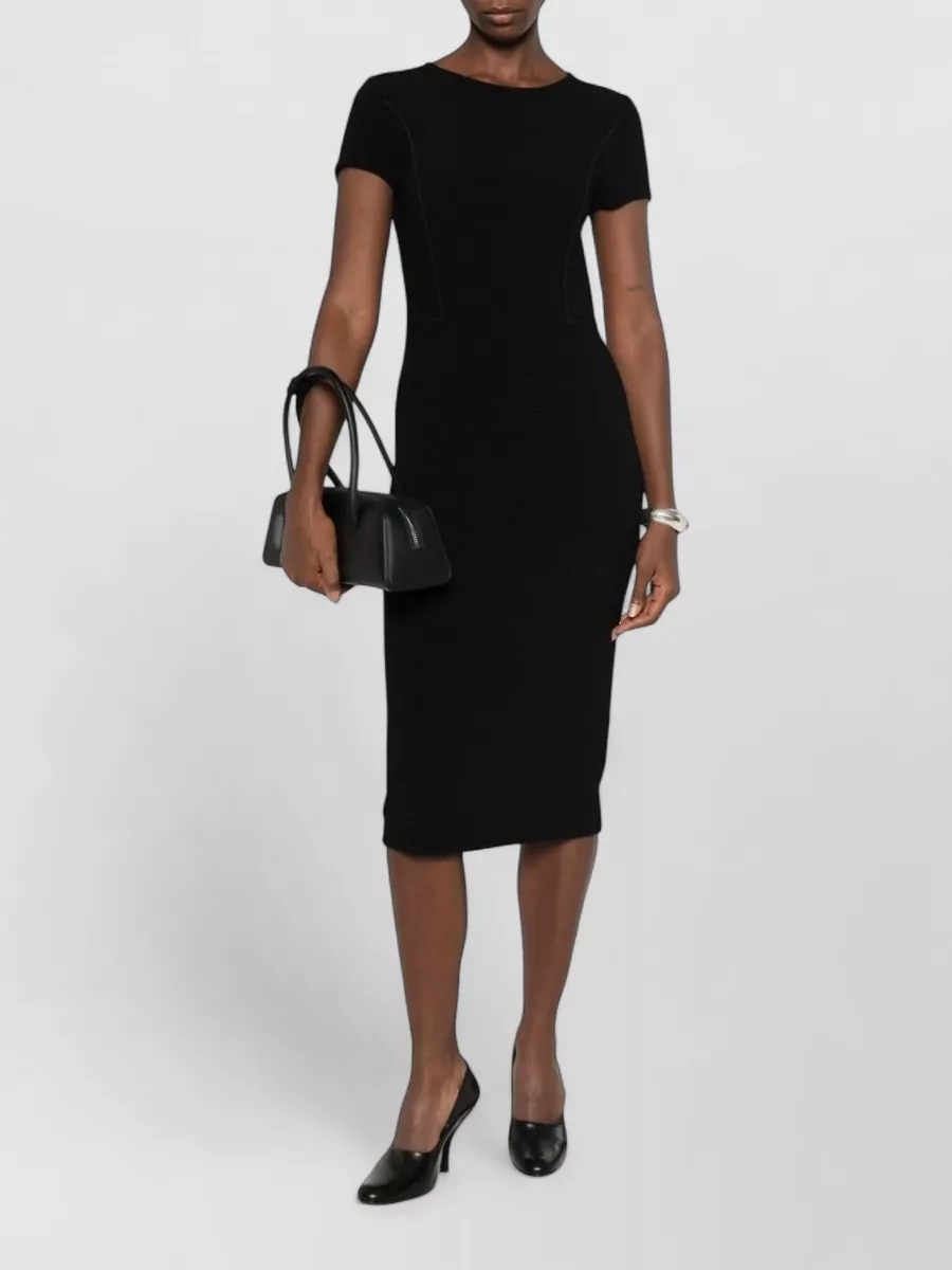 Emporio Armani Short-Sleeve Fitted Midi Dress