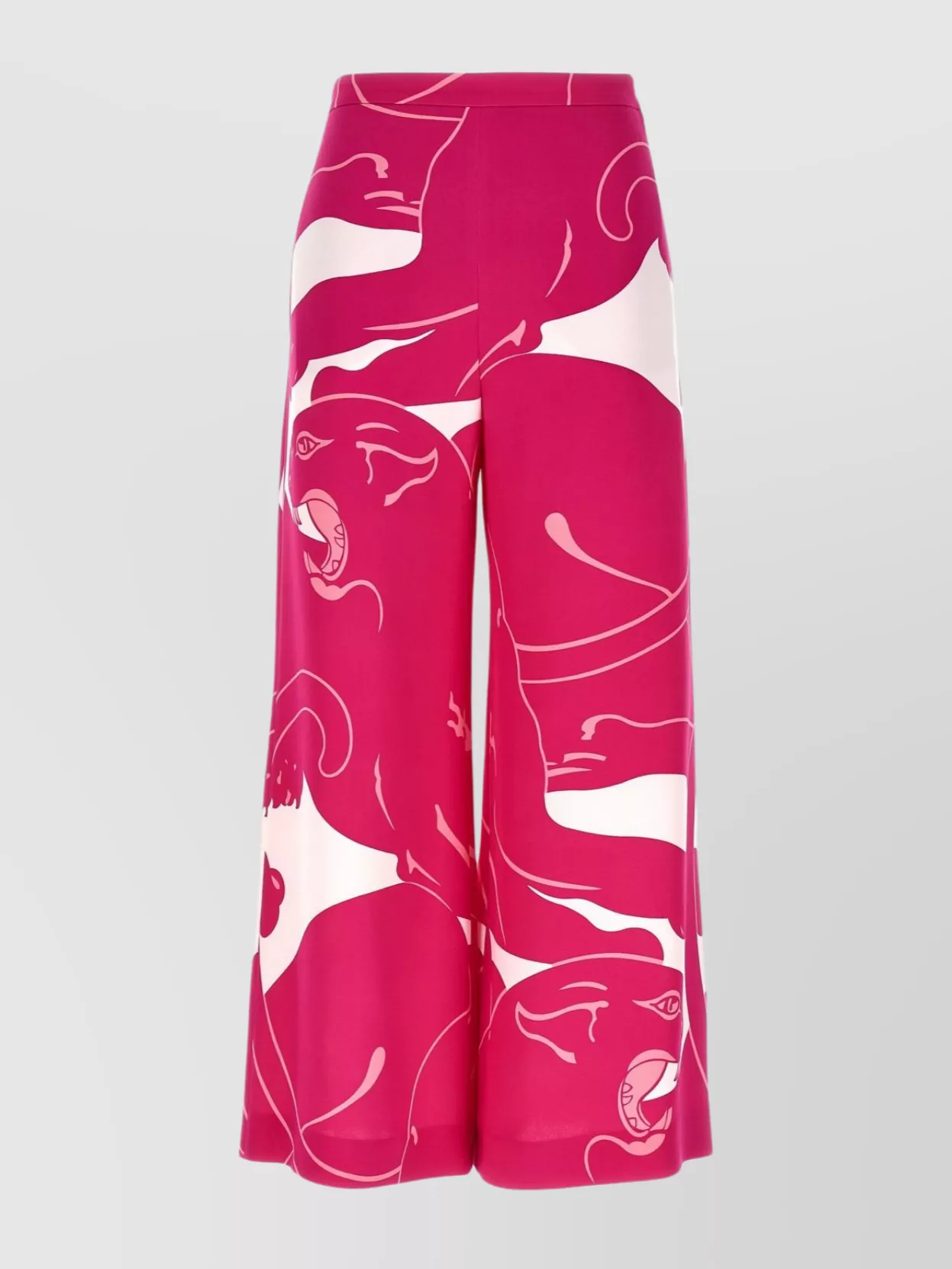 Valentino 'panther' Wide Leg High Waist Trousers In Pink