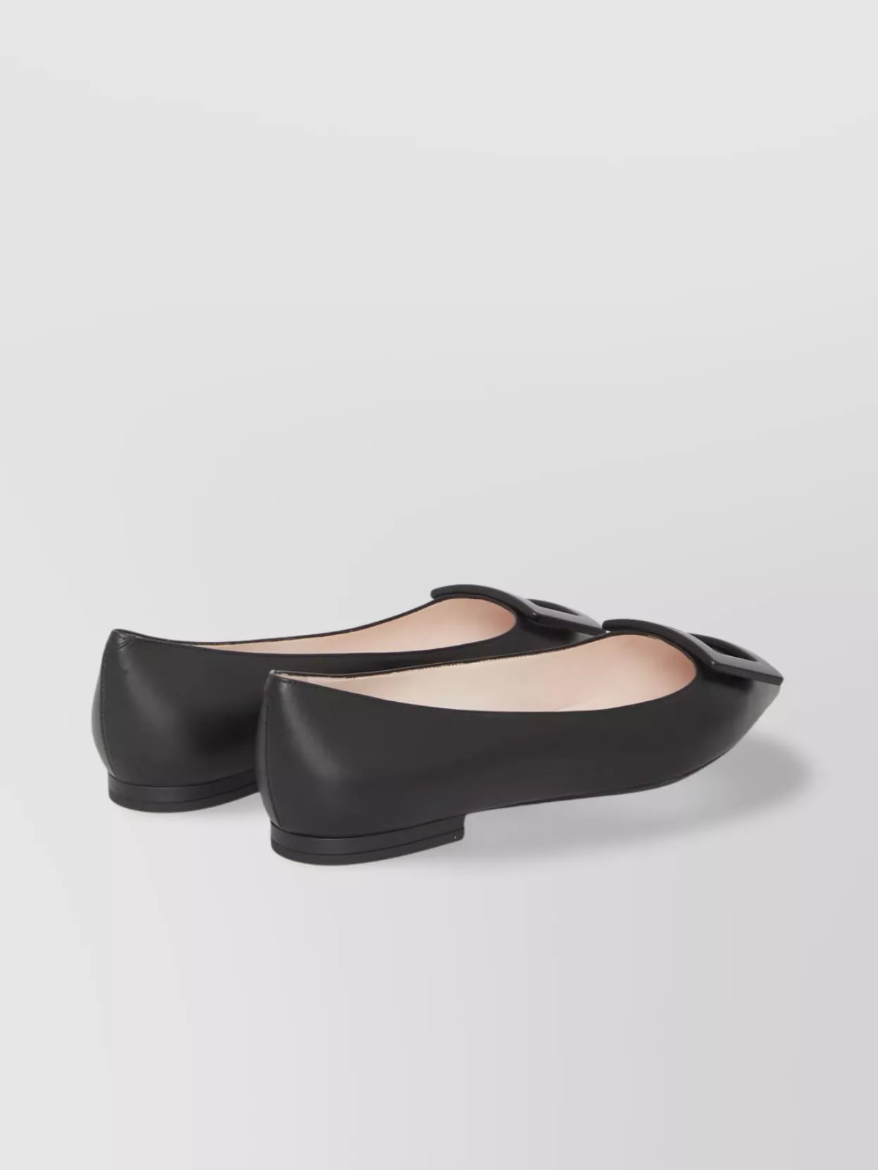 Roger Vivier Pointed Leather Buckle Ballerina Flats