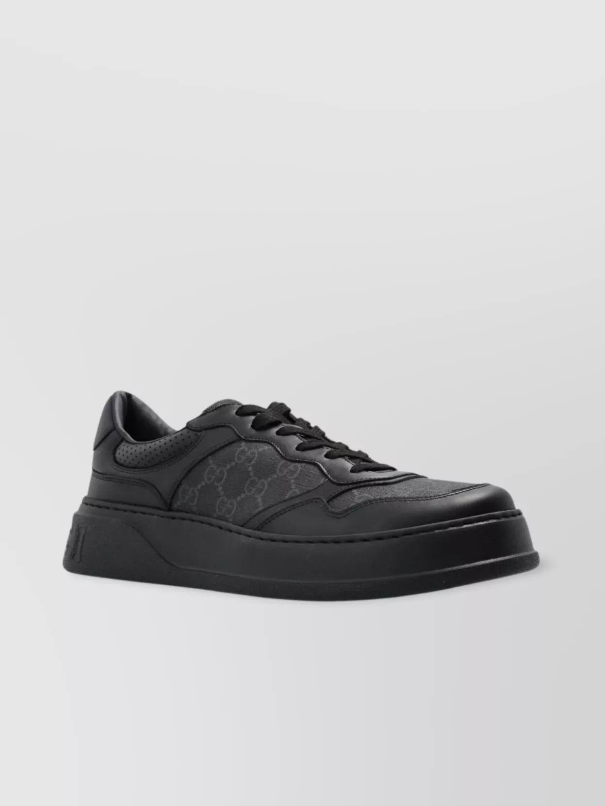 Gucci Chunky Sneakers Lace-up Perforated Panels In Black