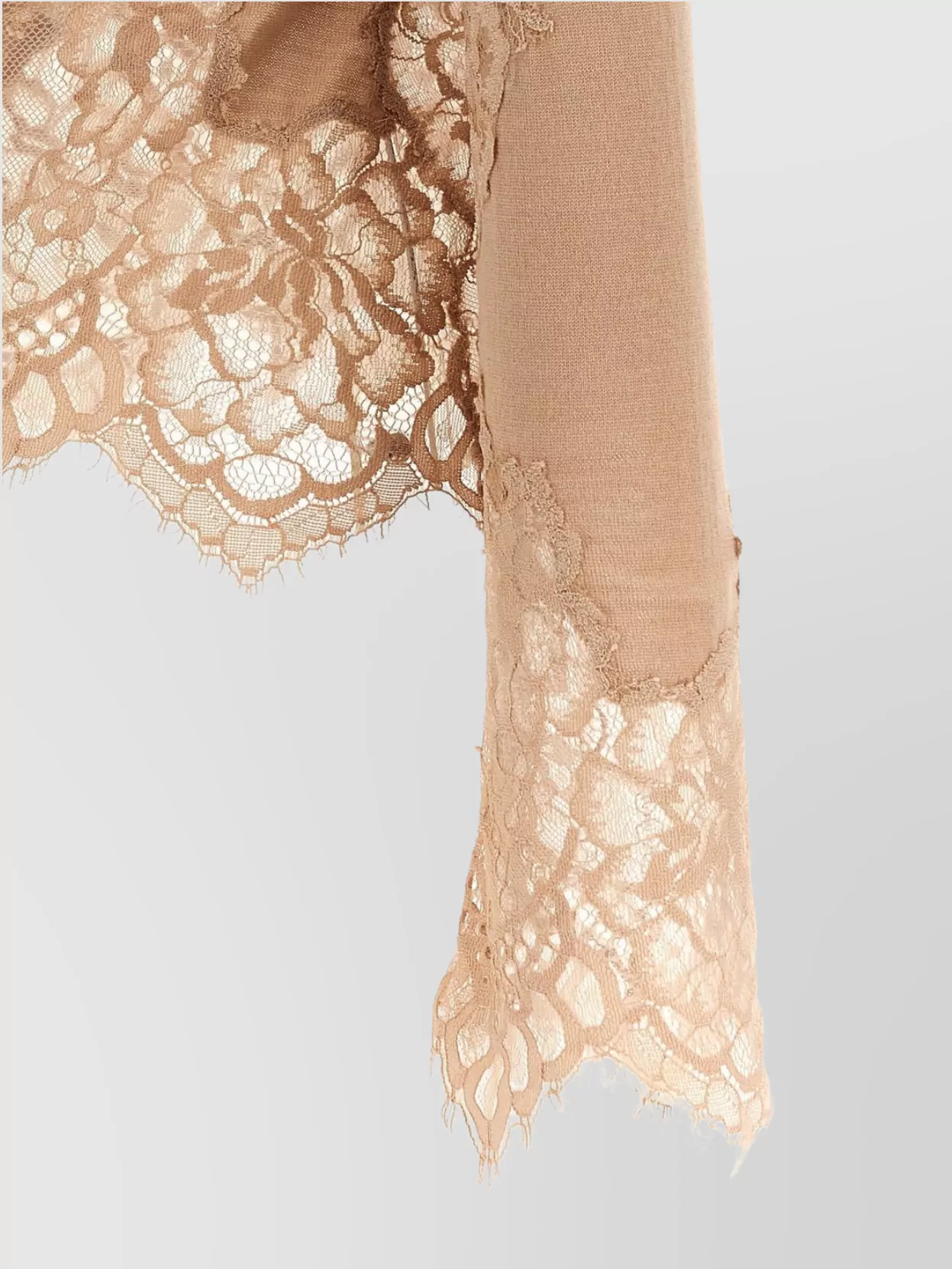 Ermanno Scervino Sweater With Lace Detail And Scalloped Hem