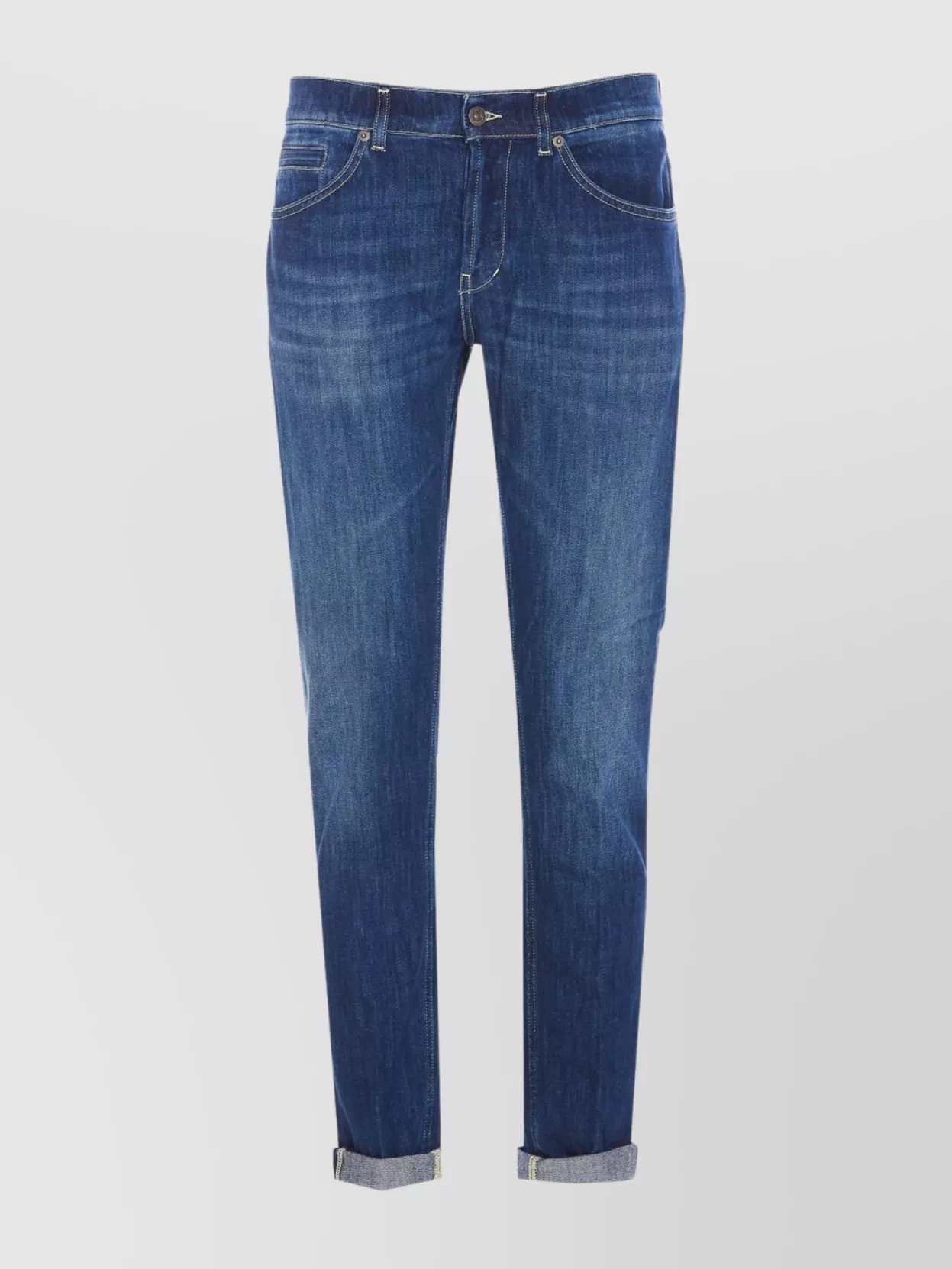 Dondup Skinny Model Trousers Rolled Cuffs In Blue