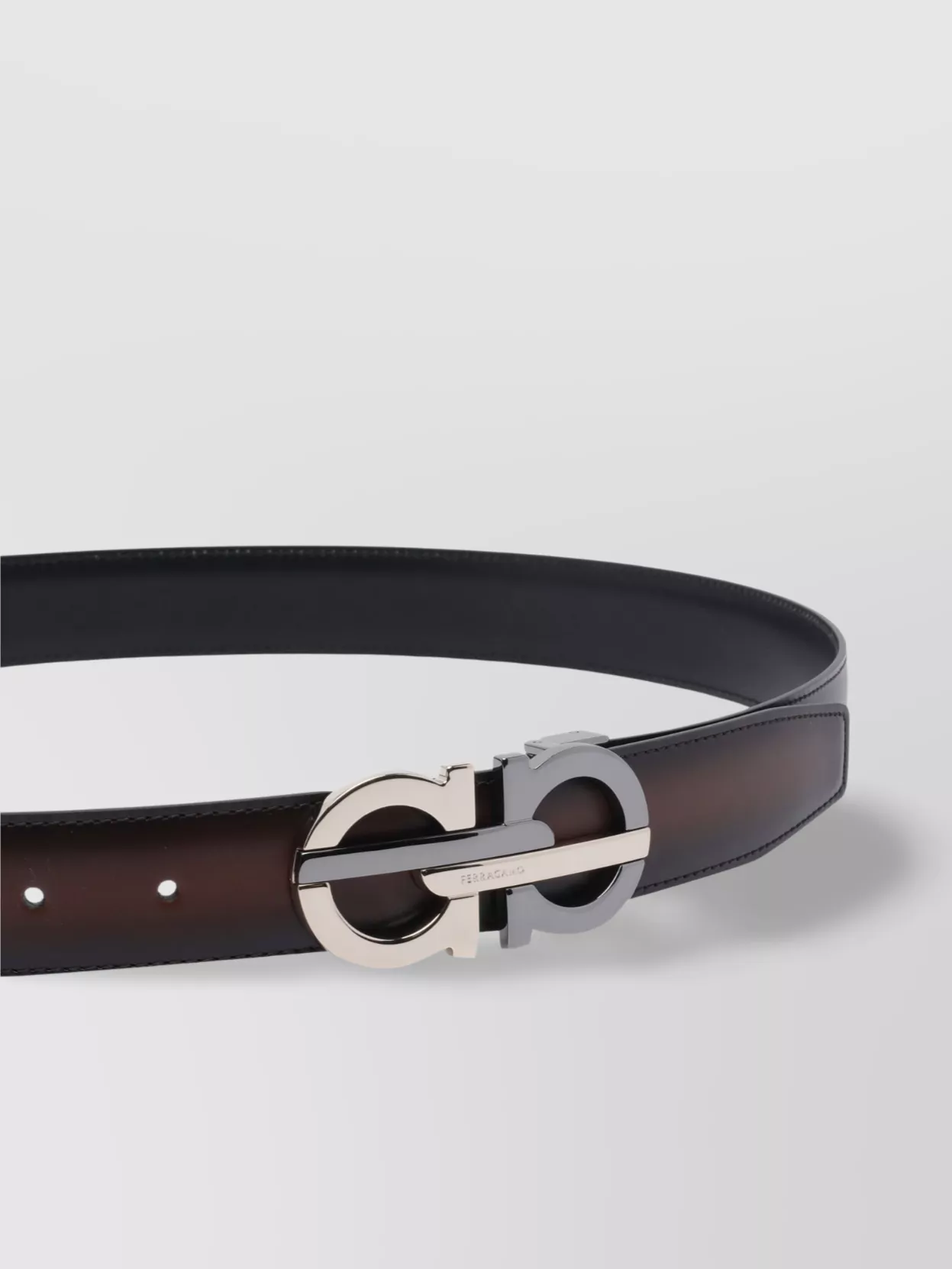 Ferragamo Men Gancini Adjustable And Reversible Belt In Black