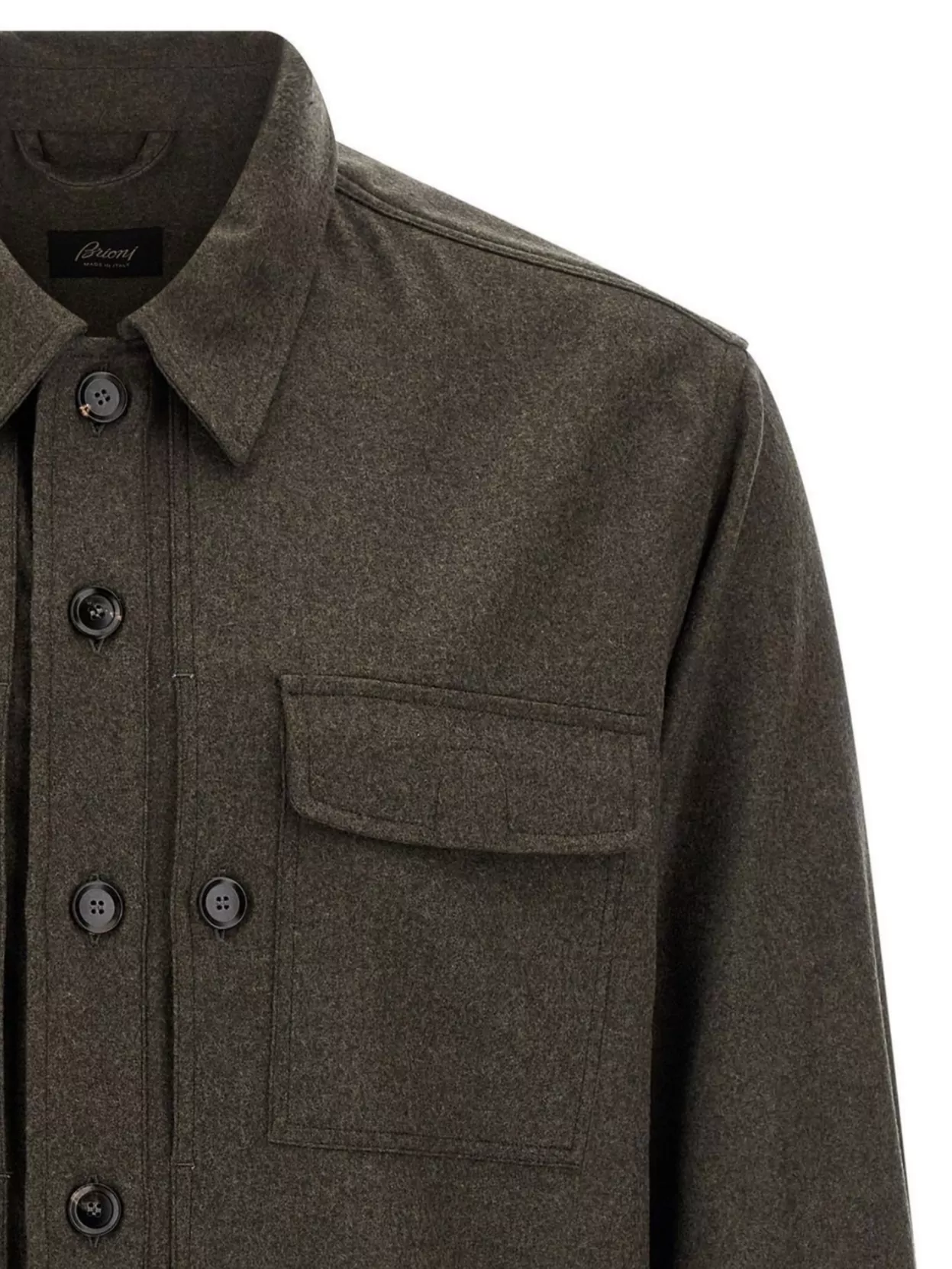 Brioni Wool Overshirt Featuring Chest Pocket In Gray