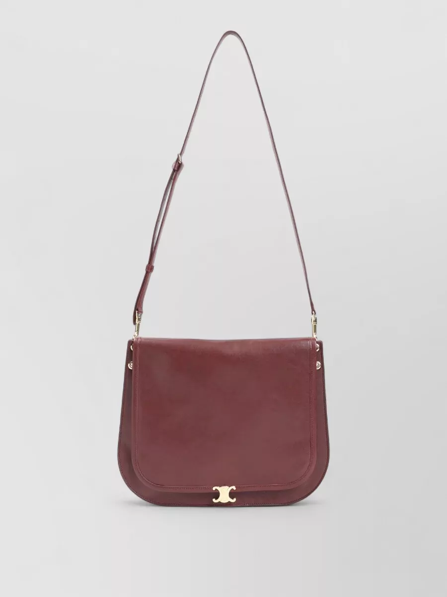 Celine Besace Soft Triomphe Crossbody Zip Bag In Burgundy