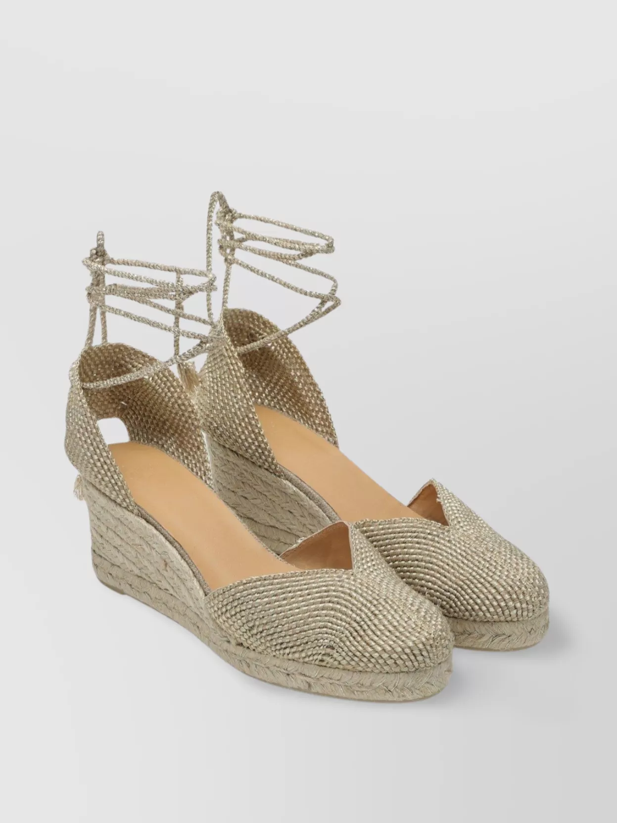 Castaã±er Natural Braided Closed Toe Wedge Espadrilles