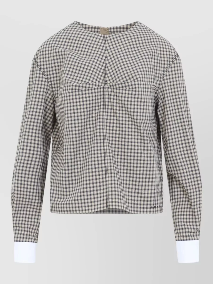 Marni checked cotton long-sleeve blouse