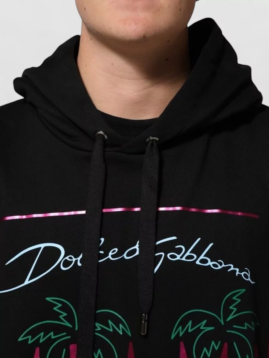 Dolce&Gabbana Printed Hooded Cotton Sweatshirt