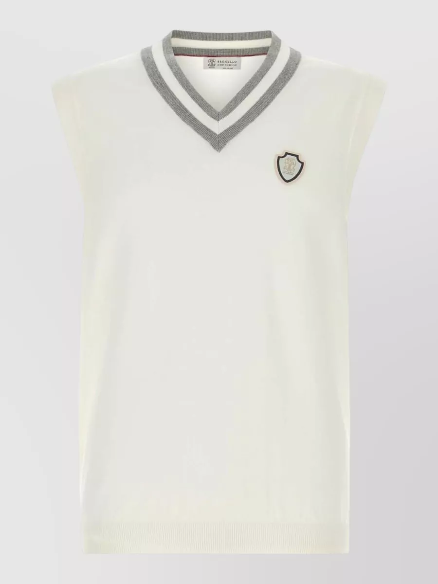 Brunello Cucinelli cotton v-neck sleeveless top