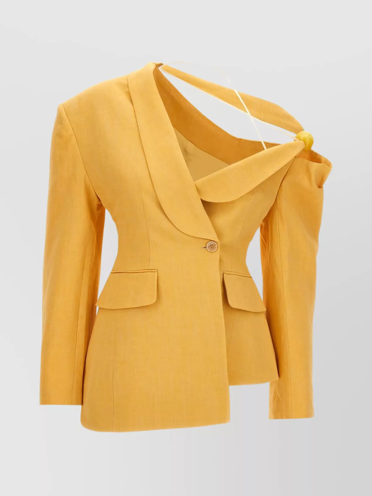 Jacquemus Lapel Asymmetrical Blazer Tailored In Yellow