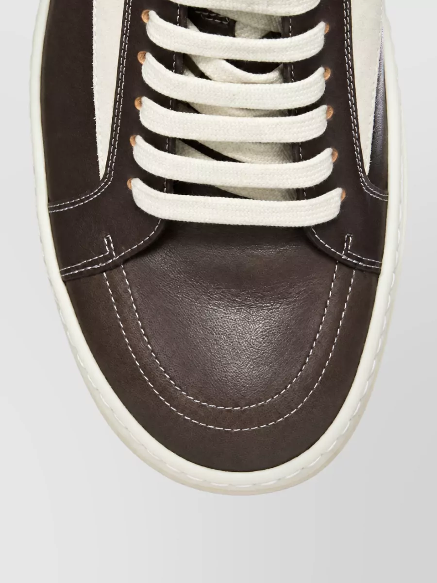Rick Owens Leather Lace-Up Sneakers