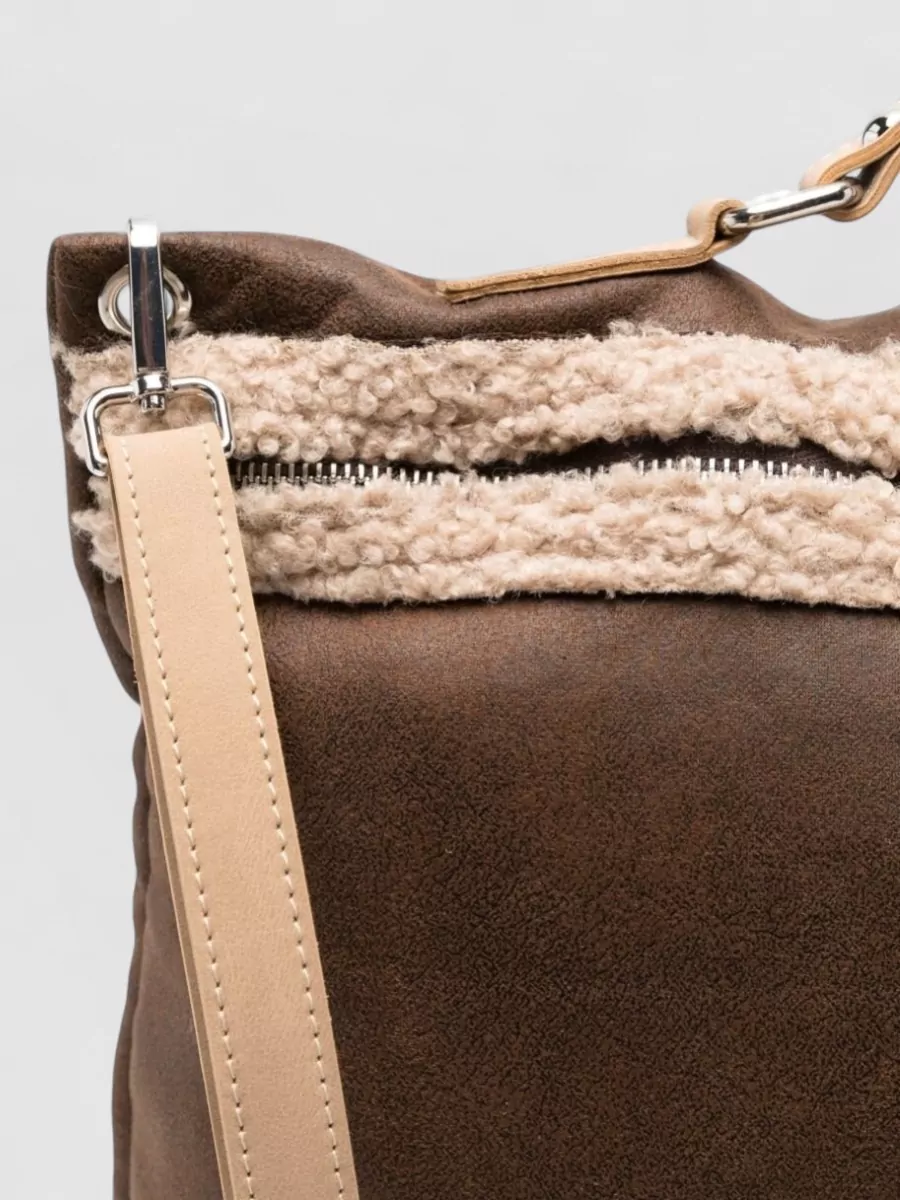 La Milanesa Shearling Trim Tote Bag