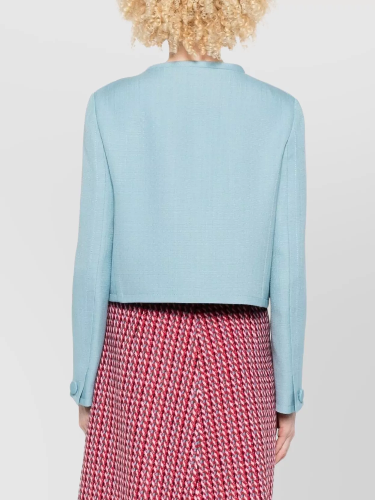 Valentino Cropped Collarless Jacket Decorative Buttons