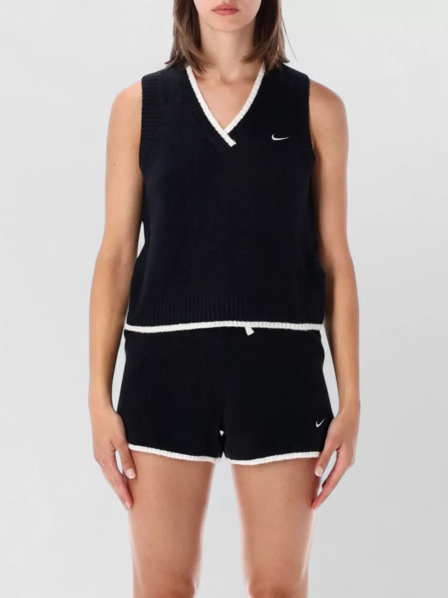 Nike ribbed v-neck sleeveless knit top