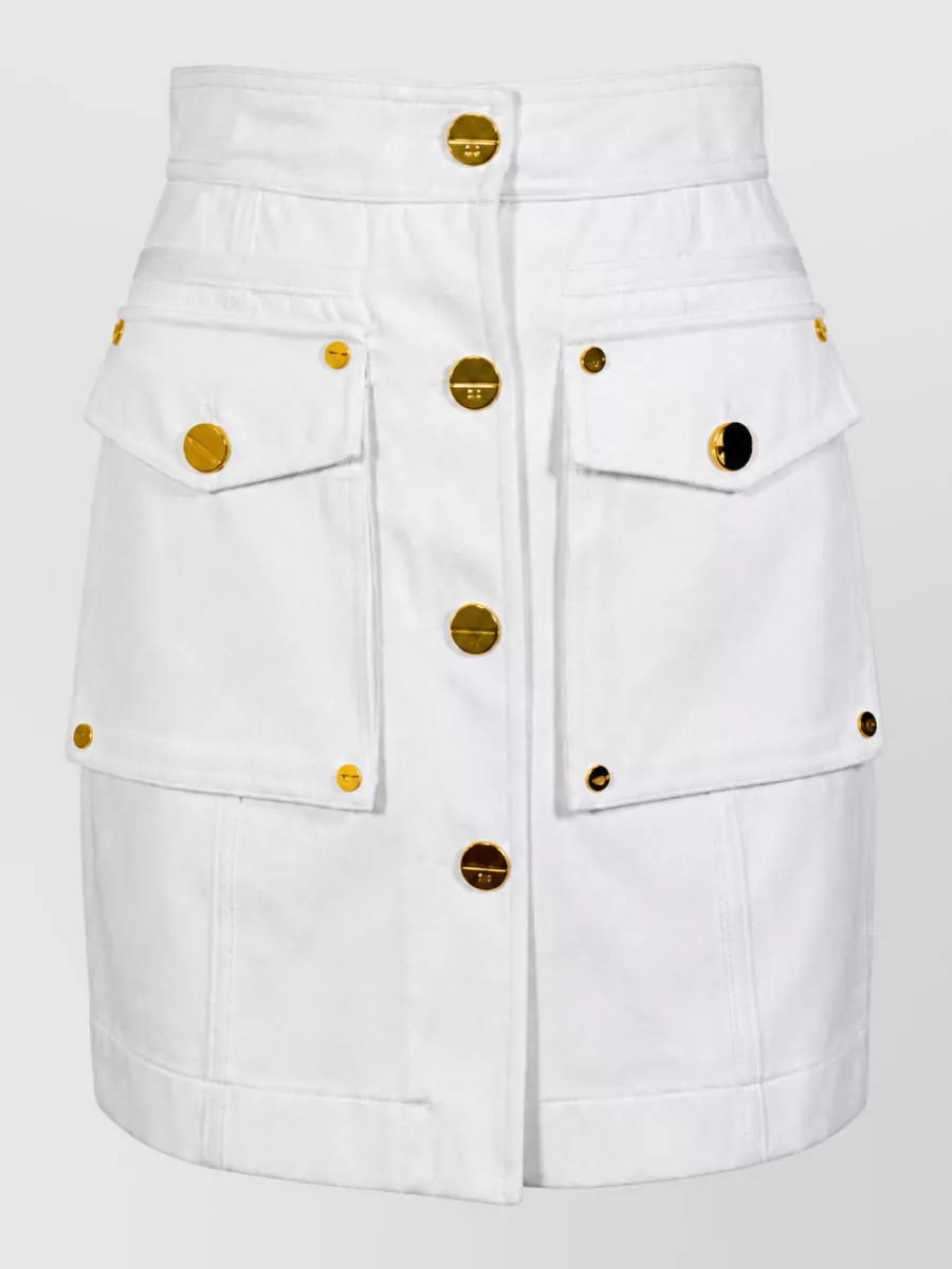 Elisabetta Franchi cotton front button cargo pencil skirt
